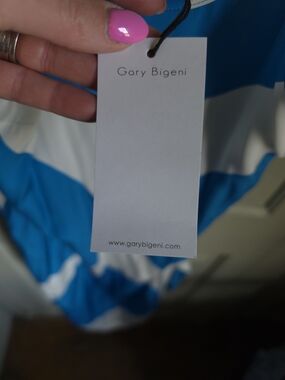 Gary Bigeni Blue & White Stripe Dress - Tagged. Size 1.